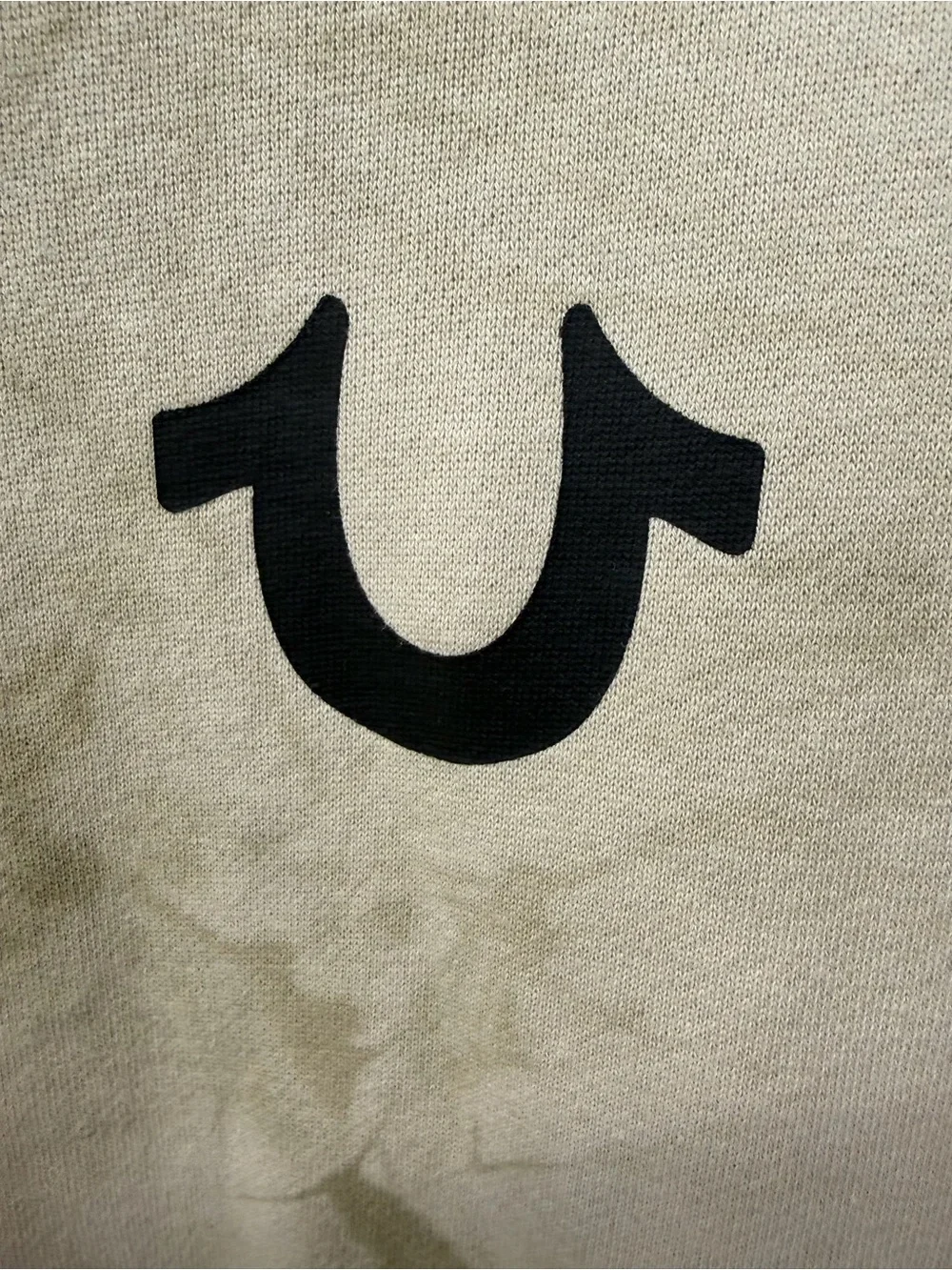 True Religion Tie Dye Horseshoe Sweatshirt Men Small Tan Beige